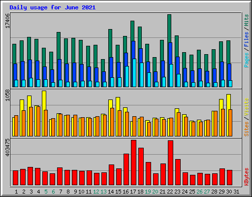 Daily usage for June 2021