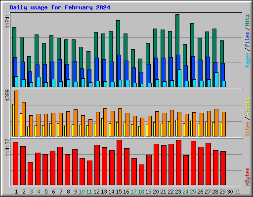 Daily usage for February 2024