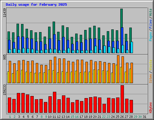 Daily usage for February 2025
