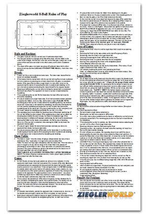 8 Ball Rules & Regulations Poster